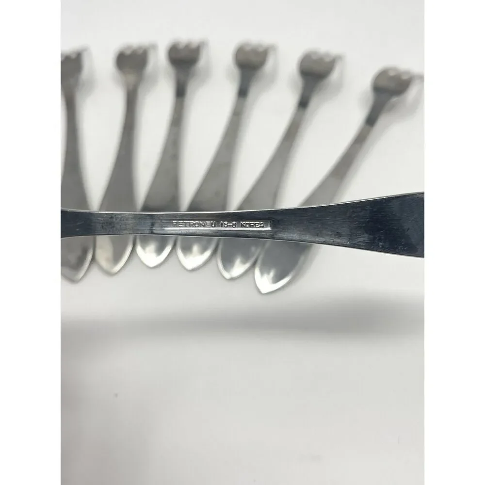 RETRONEU 18/8 Stainless Flatware ROSEANNE Set of 7Cocktail Seafood Forks 5.5”